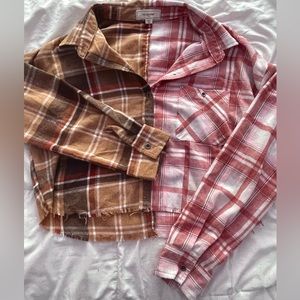 Woman M Plaid 2 Colored (Pink/Brown) Flannel